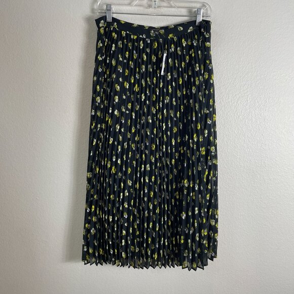 NEW Banana Republic Womens 8 Pleated Midi Skirt Floral Print Side Zip Closure - Picture 2 of 10